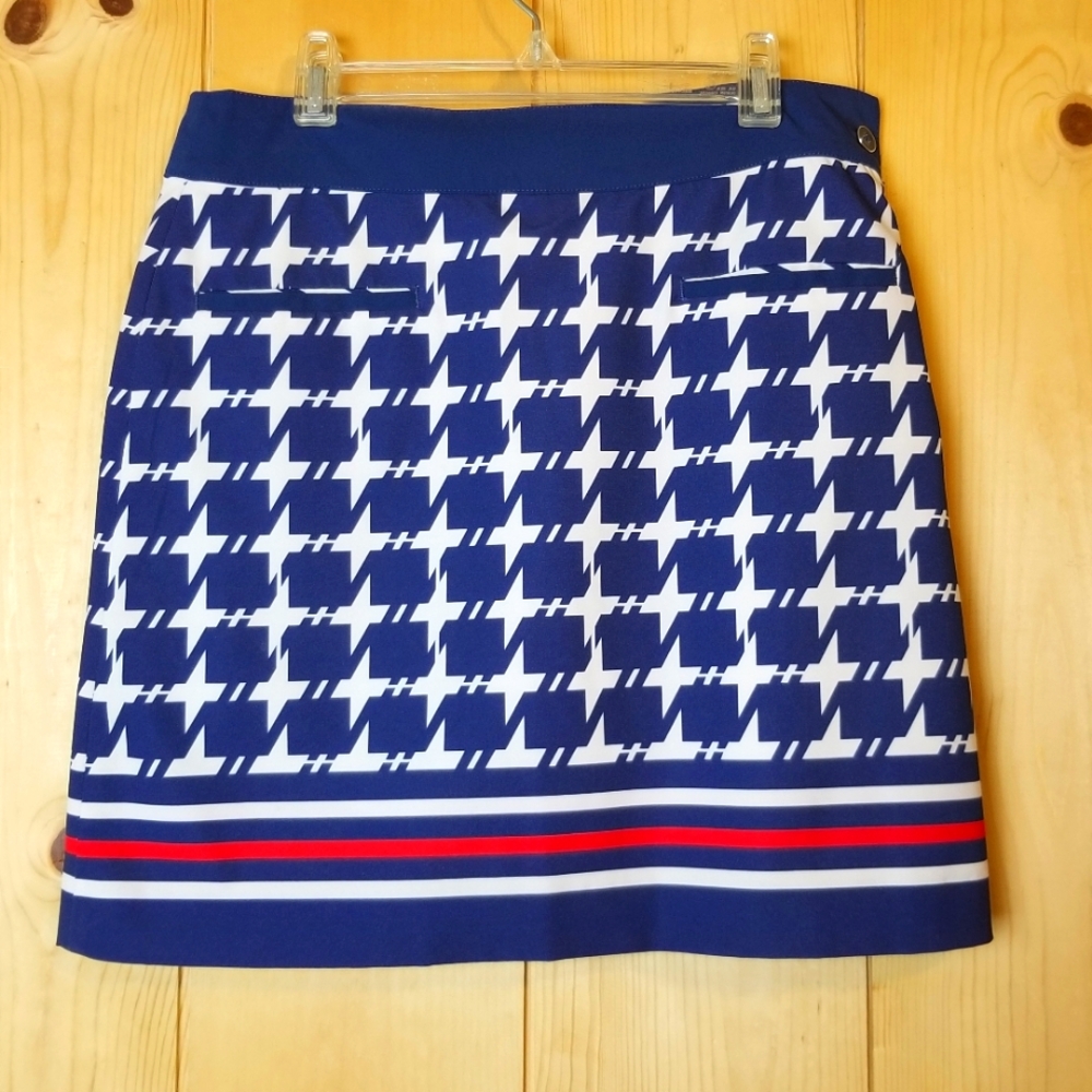 EP New York Navy White Red Houndstooth Sports Athletic Golf Skort